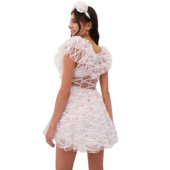 For Love & Lemons Ilaria Red and White Polka Dot Mini Dress US S - Picture 12 of 12